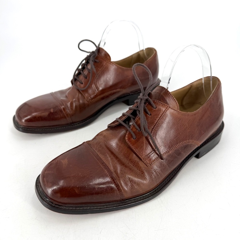J. Murphy Johnston & Murphy Cap Toe Derby Mens 9.5 Brown Leather Classic Office